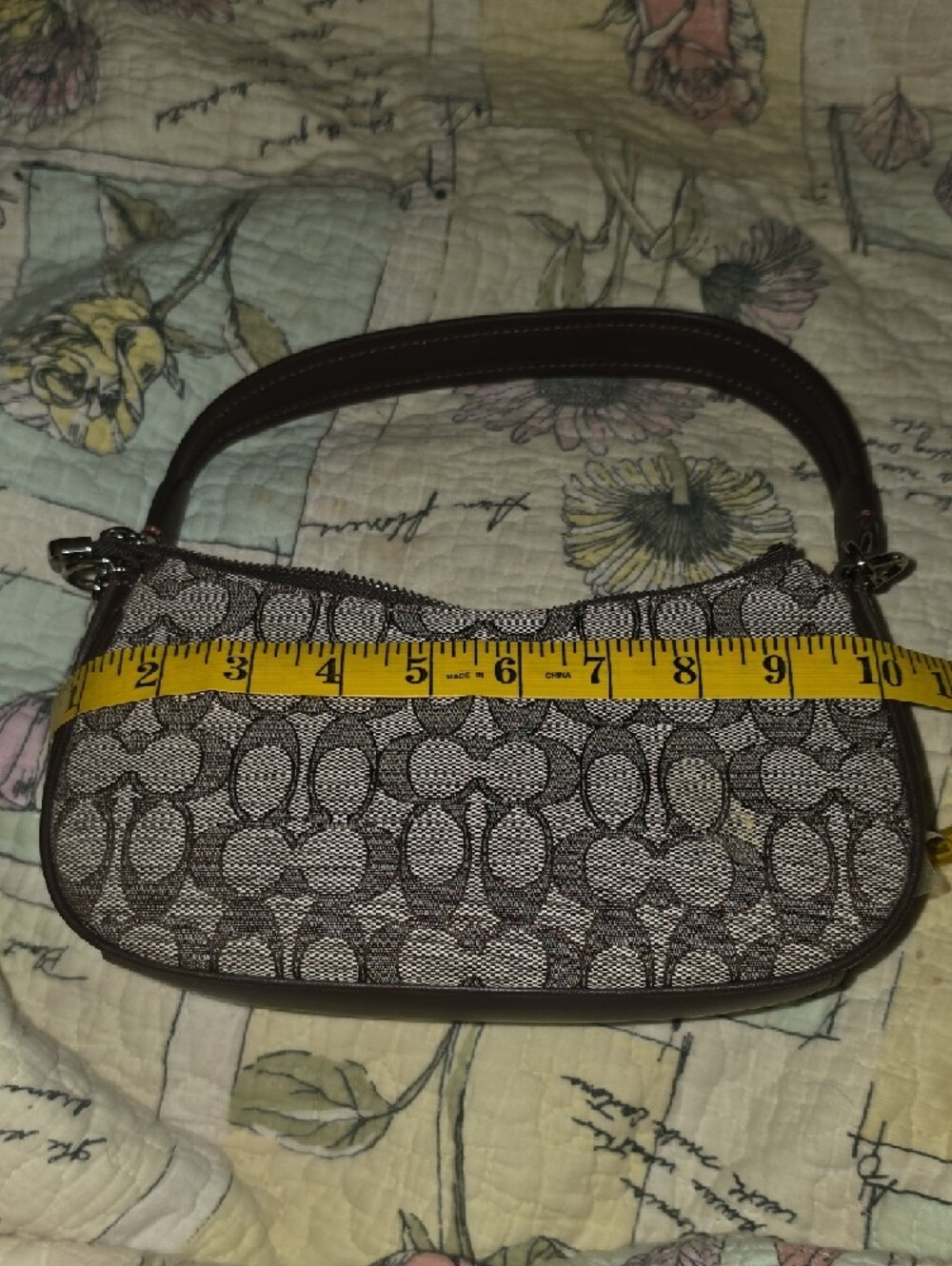 Coach Brown Signature Canvas Shoulder Bag with Buckle Pockets - Picture 6 of 8